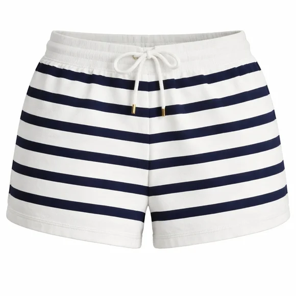 FRAME Navy & White Stripe Lounge Shorts Women’s Medium NWT Drawstring - Picture 2 of 9